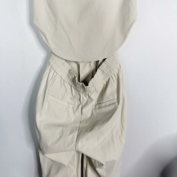 Jonathan Simkhai 0 Cream Rayley Cutout Crepe Jumpsuit Stretch Button Open Back - Picture 8 of 15